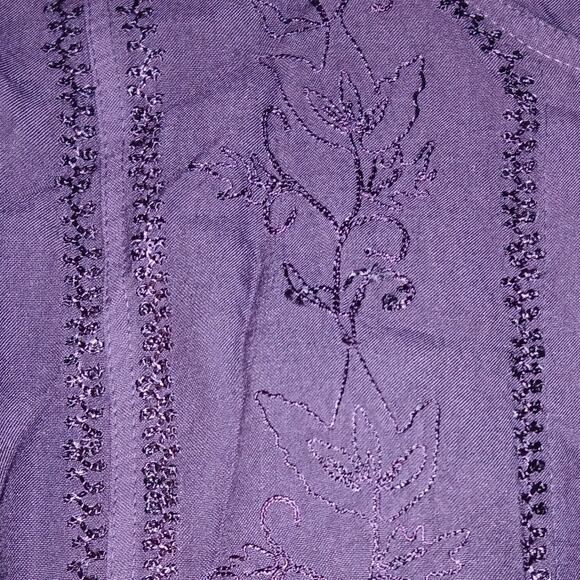 Encounter Free Size Purple Velvet Detail Floral Embroidery Twin Set Two Piece - Picture 12 of 13